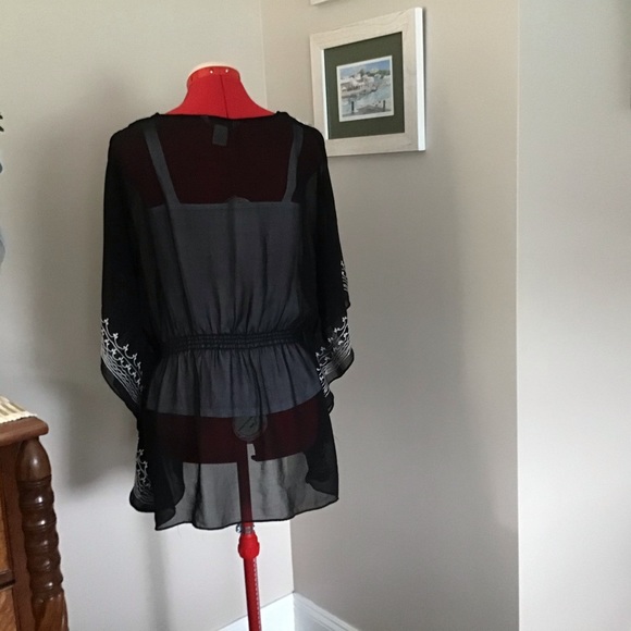 Fun & Flirt sheer black/white embellished top/cover up - Picture 3 of 5